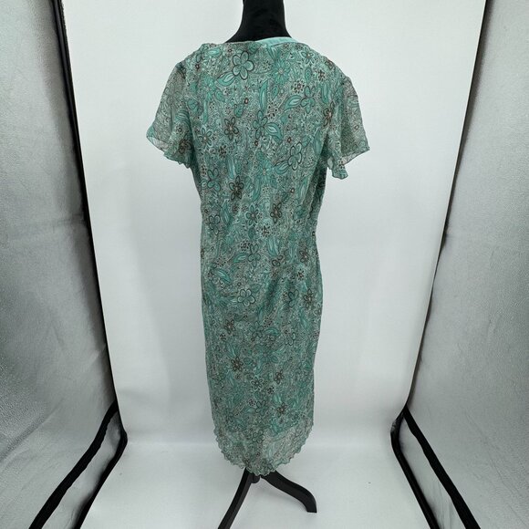 Vintage Y2K Baby Doll Dress Womens 18W Empire Waist Faux Wrap Floral Print Bead - Picture 6 of 6